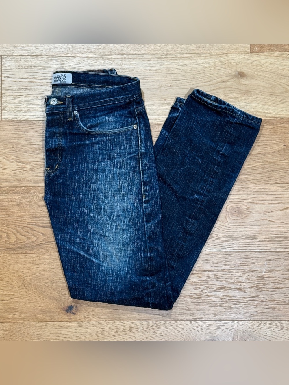 Naked & Famous Denim Weird Guy Selvedge Washed Jeans Elephant 12 Size 32